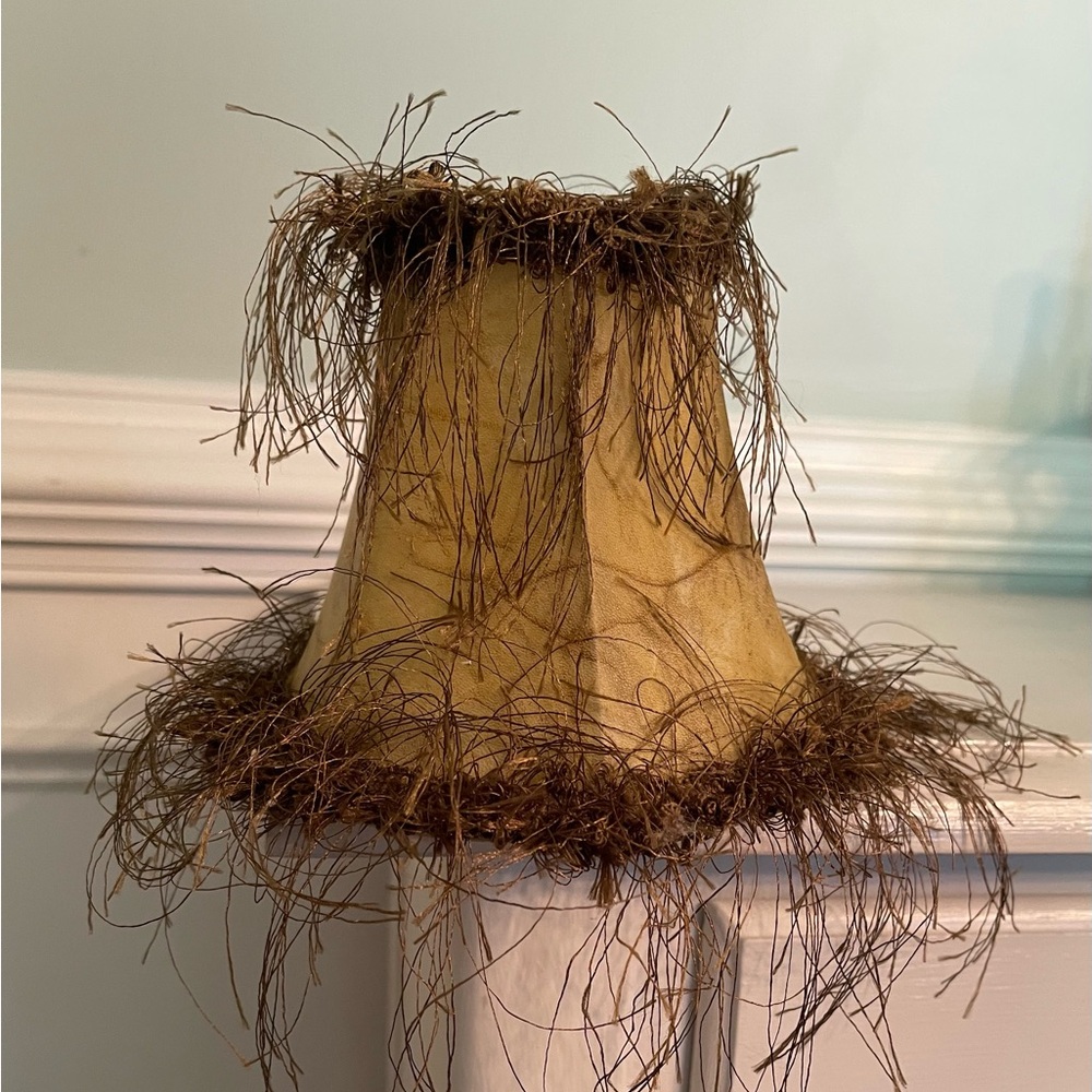 Rustic Tan Lampshade with Fringe